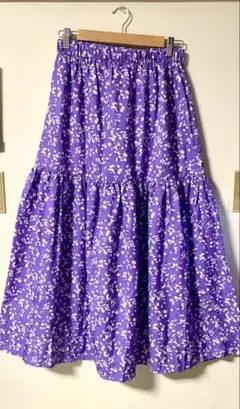 小花柄ロングスカート XL　小花プリント　パープル　紫　新品　大きいサイズ