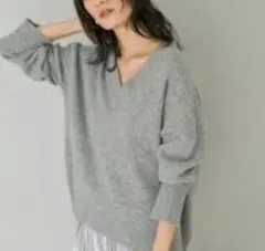 BARNYARDSTORM　ウールカシミヤVネックセーター　グレーF