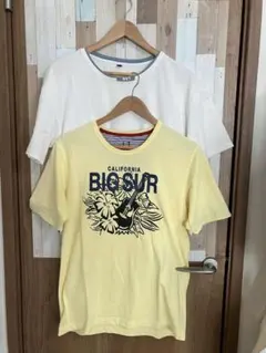 【Tシャツ2枚セット】BIG SUR イエロー（L）／ホワイト（XXL） 半袖