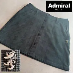 【アドミラルゴルフ】秋冬人気グレンチェック×ロゴ 裏起毛ゴルフスカートLL