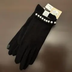 手袋　ブラック　パール付きのサムネイル