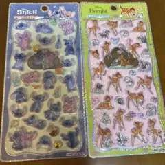 【正規品】プチドロップステッカー　スティッチ　バンビ　2枚セット
