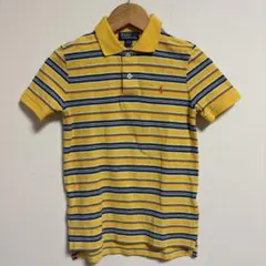 綿100%【ポロ バイラルフローレン】ボーダーポロシャツ 120 半袖 イエロー