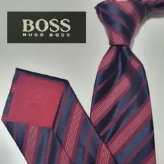 【極美品】HUGO BOSS ネイビー レジメンタル ネクタイのサムネイル