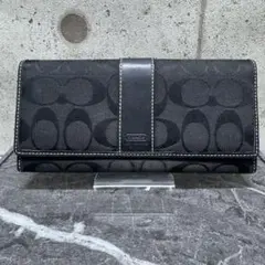 COACH キャンバスシグネチャー柄 ブラック 長財布ユニセックス