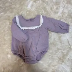 レース付きパープルロンパース 80