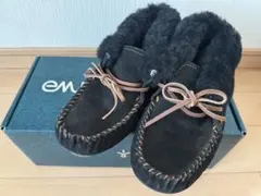 EMU エミュ スエード リボン モカシン 黒 ブラック サイズ7