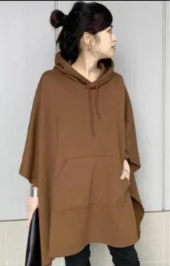 【未使用品級】AP STUDIO ポンチョパーカー　コットン　茶色　フリー