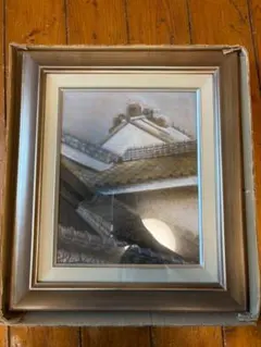 油絵　肉筆　額縁ガラス付き　木製素敵な額縁　美術品　部屋インテリア 油絵 肉筆 額縁ガラス付き 木製素敵な額縁 美術品 部屋インテリア