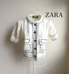 ZARA ステッチ入りショートスリーブニットジャケット