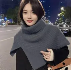 タートルニット ネックウォーマーケープニットスヌード つけ襟マフラー ストール