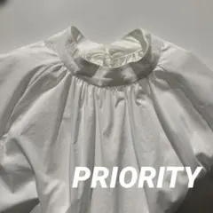 PRIORITYワンピース長袖ラグランスリーブsize38Mホワイト【未使用】のサムネイル