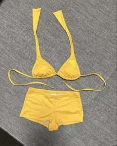イエロー 蝶刺繍 セパレート水着