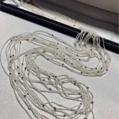 あこや真珠　砂ケシパール　10連　ロングネックレス　k18 WG