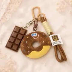 じゃらじゃらキーホルダー ドーナツ チョコレート 茶色 にこちゃん ロープ