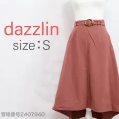 dazzlin ベルト付き セミフレアロングスカート S ブラウン 綿100%
