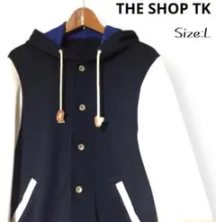 THE SHOP TK フード付 スウェットパーカー L ネイビー×ホワイト