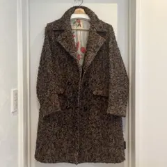 ドゥーズィエムクラス　イタリア製　裏地花柄　ブラウン ツイードチェスターコートのサムネイル