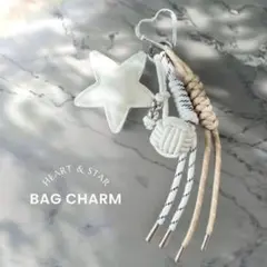 じゃらじゃらキーホルダー ホワイト バッグチャーム キーチャーム パラコード 星