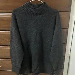 GU ハイネックリブニット L ダークグレー ゆったり 秋冬 きれいめ