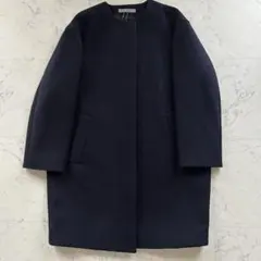 タグ付き未使用　theory luxe ノーカラーコート ネイビー コクーン