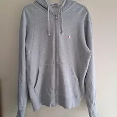 Champion グレー ジップアップフーディ LARGE