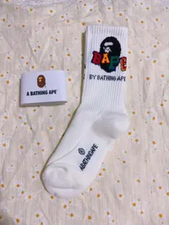 A BATHING APE BAPE ロゴ ソックス ホワイト　25-27cmのサムネイル