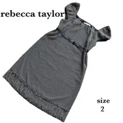 ★rebecca taylor★ ノースリーブワンピース ブラック×ドット柄 2