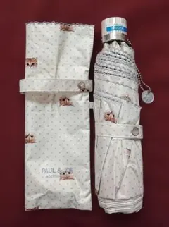 PAUL & JOE ネコ✕ドット柄 晴雨兼用 折り畳み傘 遮光生地 軽量