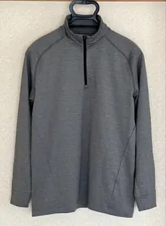 グレー ハーフジップ 長袖ストレッチプルオーバー M