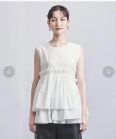 UNITED ARROWS ジャガード ペプラムブラウス 半袖 ホワイト - メルカリ