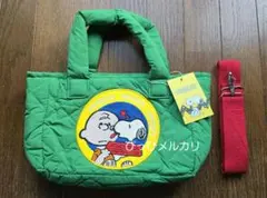 スヌーピー チャーリーブラウン ミニトートバッグ 緑
