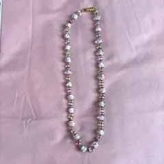 エレガント ロングネックレス パール風