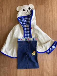 MIKI HOUSE クマのフード付きケープとパンツセット