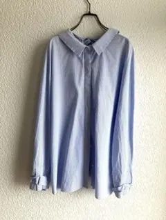 ZARA ザラ　水色と白のストライプ 長袖シャツ