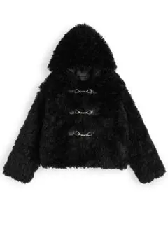 【にゃん様専用】フリース フード付き 黒ダッフルコート