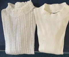 UNIQLOリブハイネックＴ GU花柄レースシャツ 2枚まとめ売り