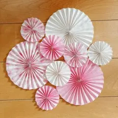 118. ペーパーファン 9点セット 桜 ピンク