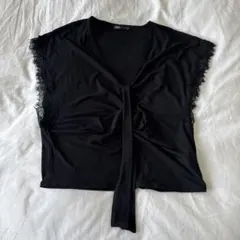 ZARA ブラック レース　ノースリーブ Lサイズ