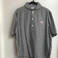 DANTON ダントン 丸襟プルオーバーシャツ ギンガムチェック 黒 34