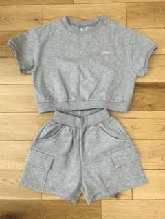 UNTO スウェットセットアップ 半袖トップス ショートパンツ グレー
