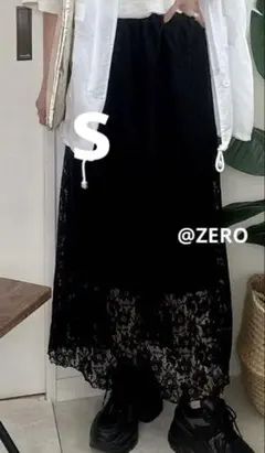 しまむら nooon レーススカート S ブラック