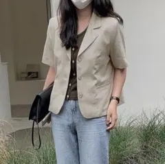 LAURENHI リネン半袖ショートジャケットのサムネイル