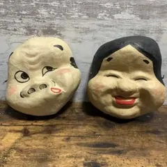 由布院張子工房どんぐり 吉四六 お面 郷土玩具 紙製 面 レトロ 大分県
