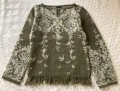 【INDIVI アルパカ混フリンジニットセーター】