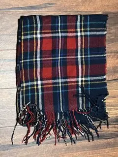 タータンチェックマフラー フリンジ付き