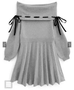 オフショルダーリボンプリーツニットワンピース[dr793]