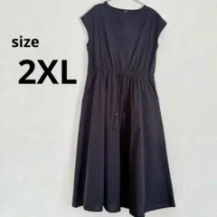 AMESUN 綿混　キャップスリーブ　ロングワンピース　2XL 大きいサイズ