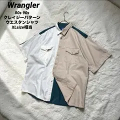 80s 90s Wrangler クレイジーパターン ウエスタンシャツ 2XLのサムネイル