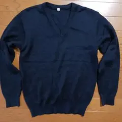 ネイビー Vネック セーター ウール70%　サイズ160